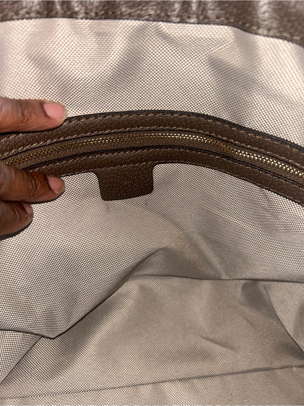 Gucci Brown Monogram Tote with Green and Red Stripe Center - Picture 4 of 6
